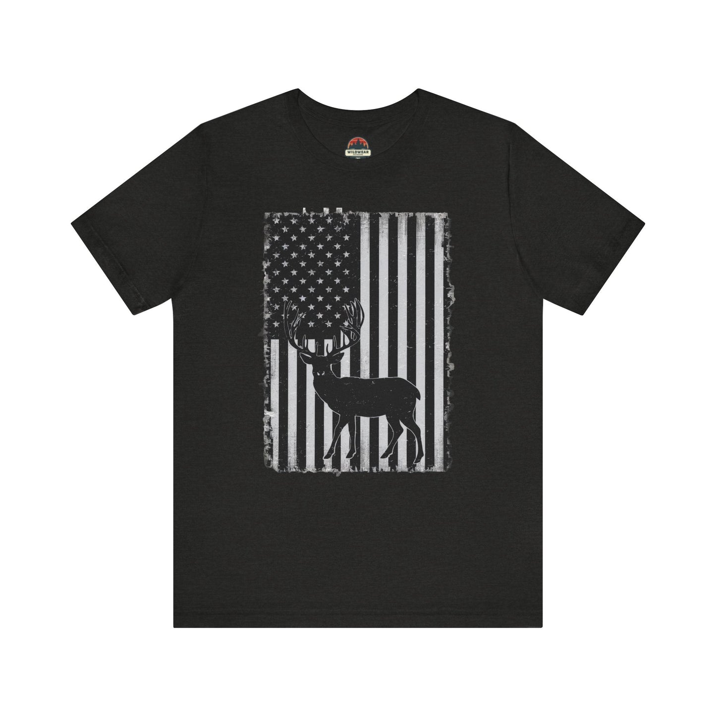 Flag and Buck Black and White Tee