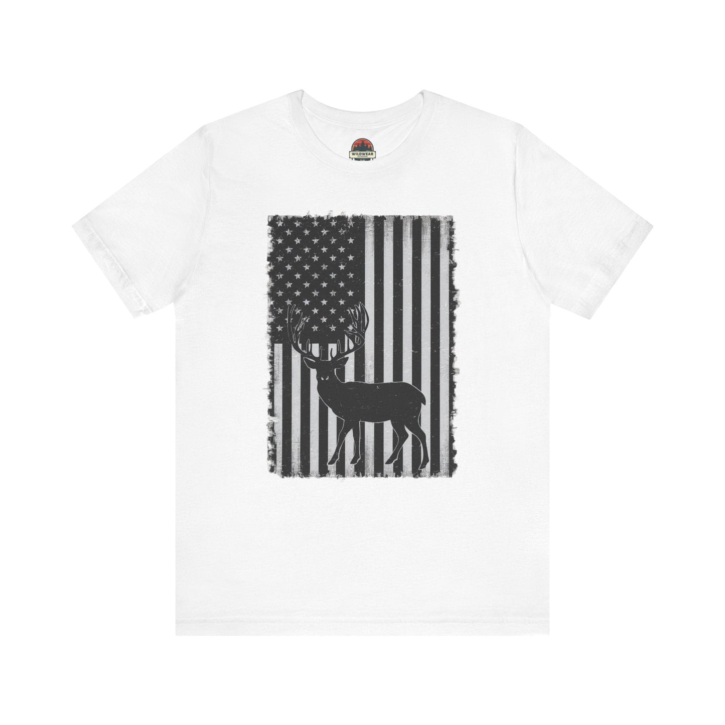 Flag and Buck Black and White Tee