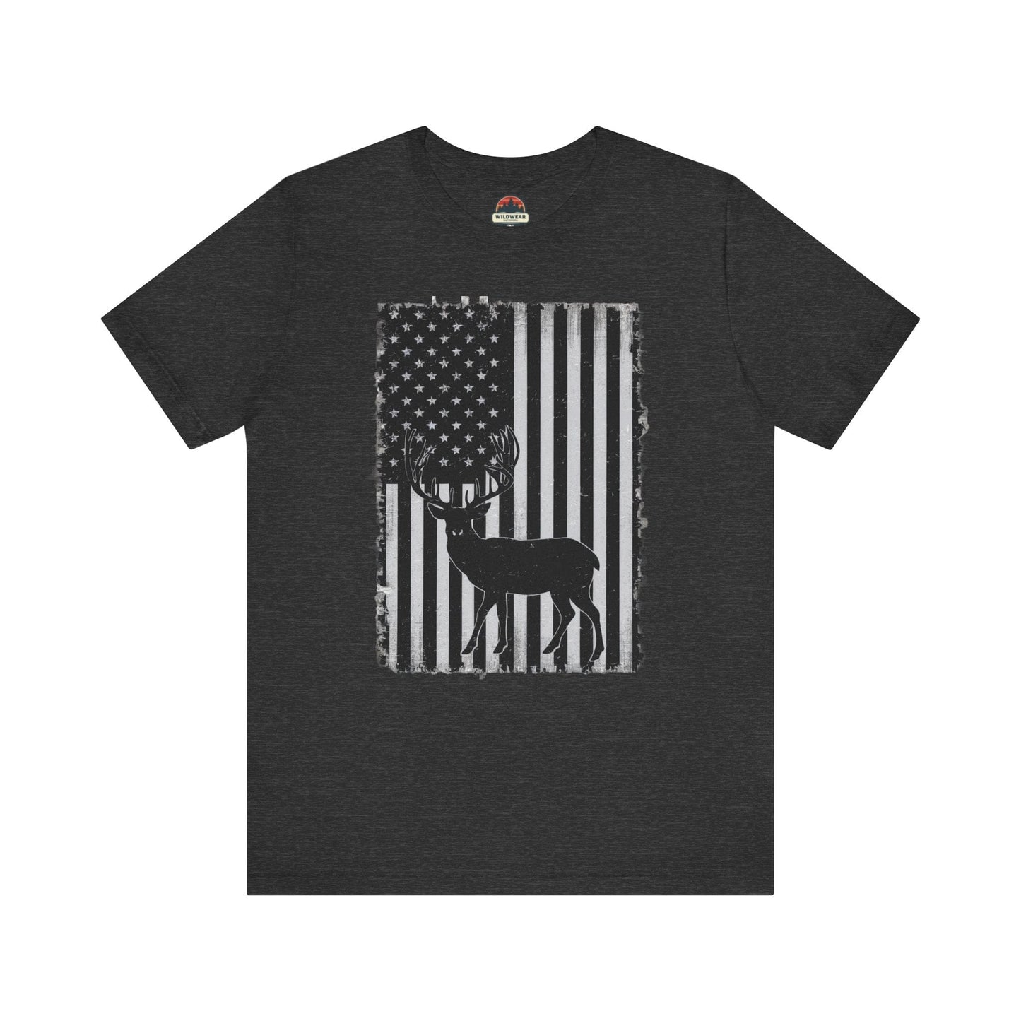 Flag and Buck Black and White Tee