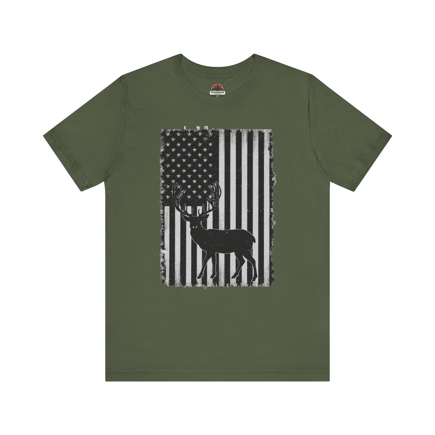 Flag and Buck Black and White Tee