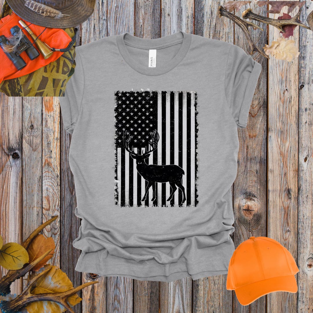 Flag and Buck Black and White Tee