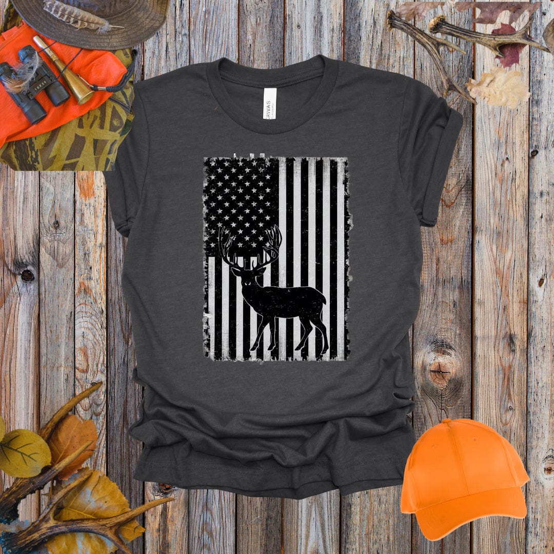 Flag and Buck Black and White Tee