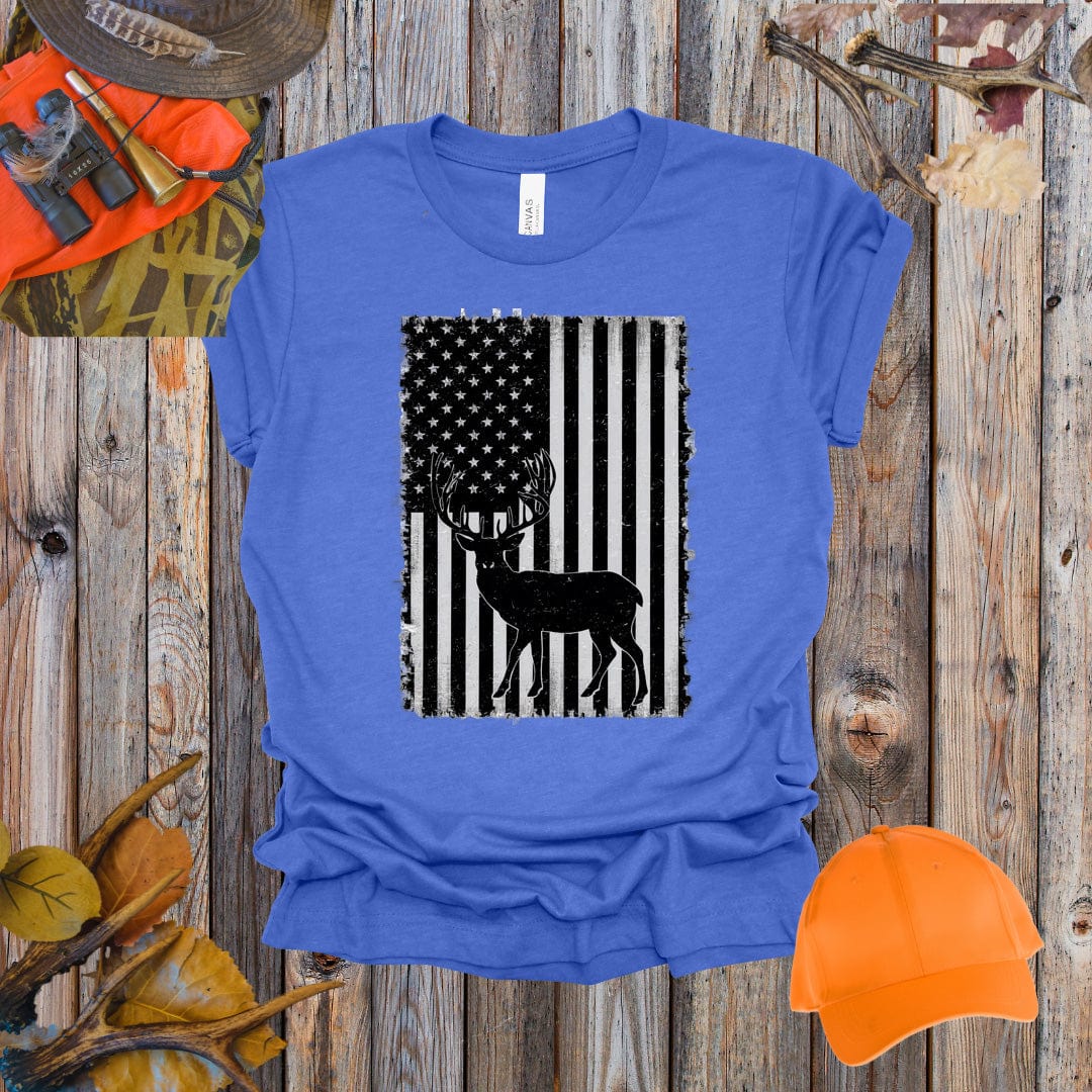 Flag and Buck Black and White Tee