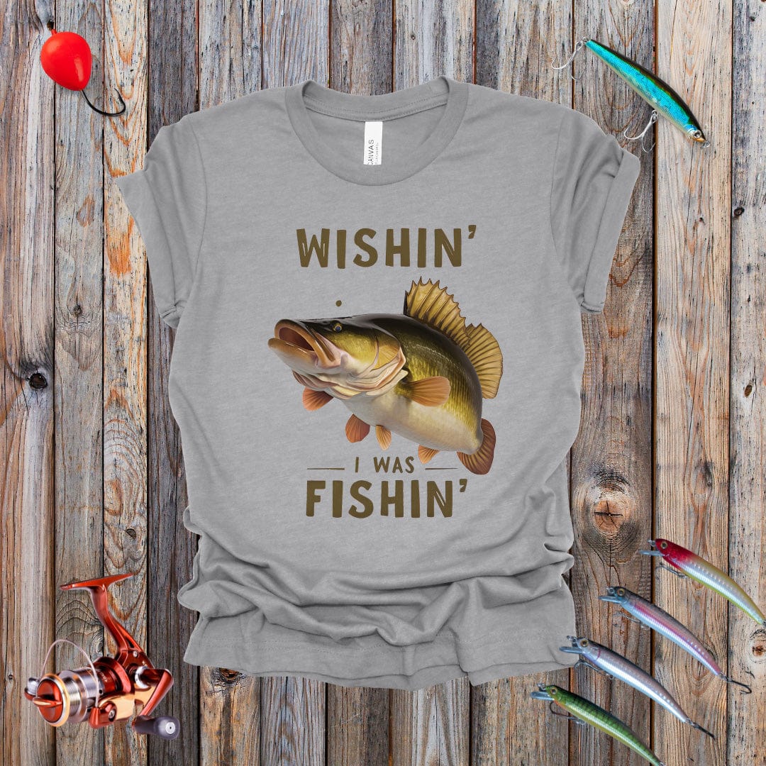 T-shirt imprimé Wishing I Was Fishing, T-shirts pour hommes T-shirt imprimé Wishing I Was Fishing, T-shirts pour hommes