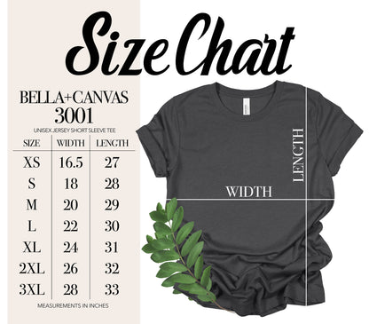 the size chart for a t - shirt