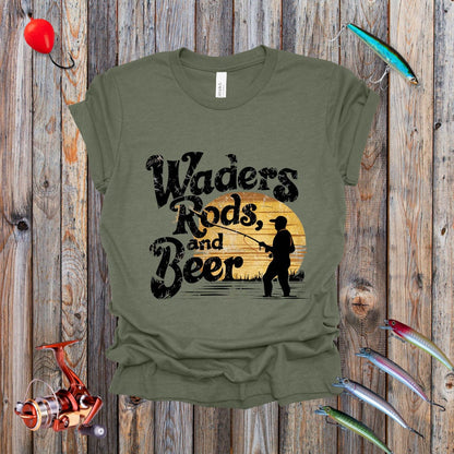 Waders Rods and Beer Tee